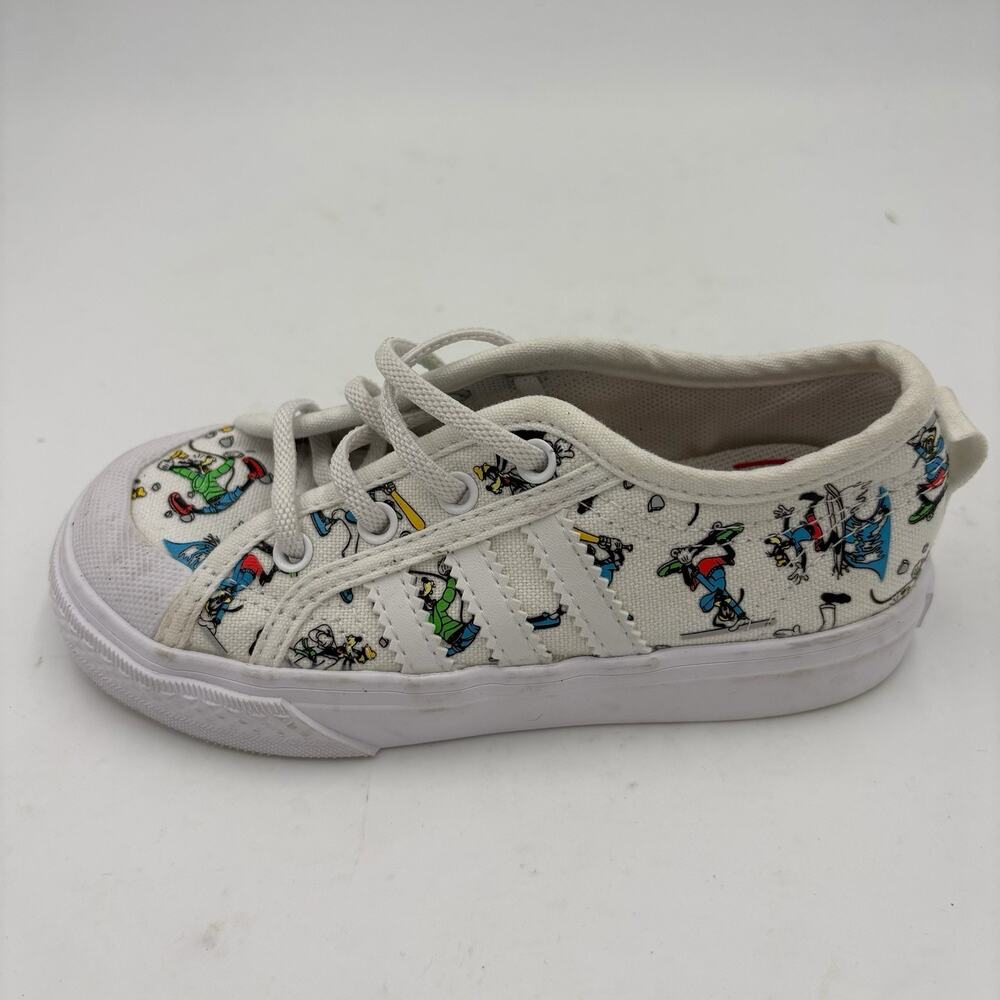 Adidas Nizza Kids Size 9k Disney Goofy White Toddler Walking Retro Sneakers